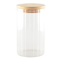 Glazen opbergpot met houten deksel - middel