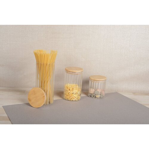 Aulica Glazen opbergpot met houten deksel - middel