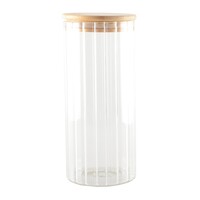 Glazen opbergpot met houten deksel - groot