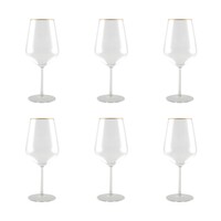 Wijn Glazen met Gouden Rand - Set van 6