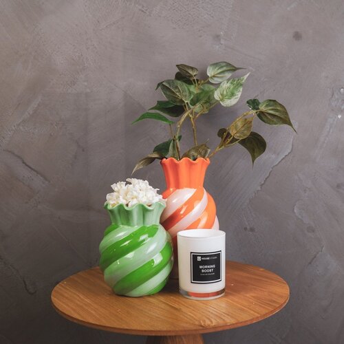 Housevitamin Keramieken Vaas - Swirl - Groen