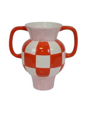 Housevitamin Keramieken Vaas - Oranje/Roze - Groot