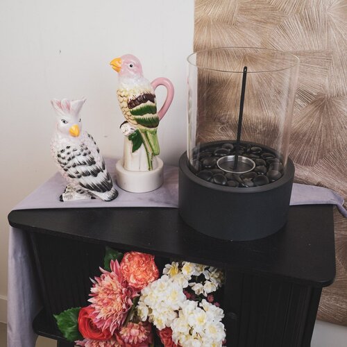 Housevitamin VASE-Cockatoe-Dolomite-roze/ groen-14-x10.5x22cm