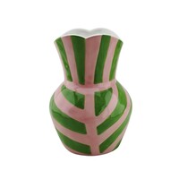 Keramieken Vaas - Striks - Groen/Roze