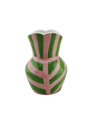 Housevitamin Keramieken Vaas - Striks - Groen/Roze