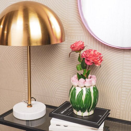 Housevitamin Ronde Vaas - Tulpen - Roze/Wit