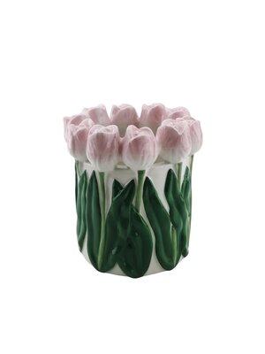 Housevitamin Rechte Vaas - Tulpen - Roze/Wit