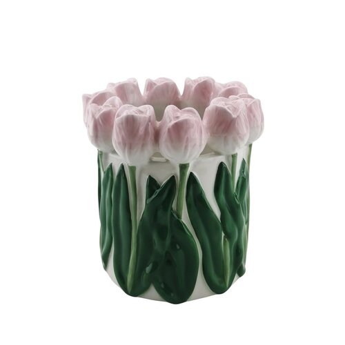 Housevitamin Rechte Vaas - Tulpen - Roze/Wit