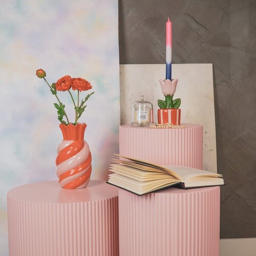 Housevitamin Keramieken Vaas - Swirl - Oranje