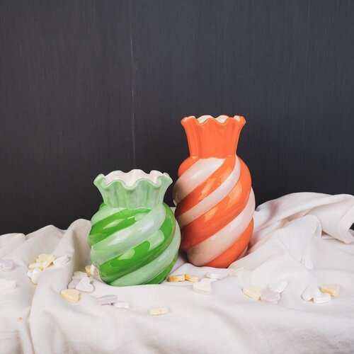 Housevitamin Keramieken Vaas - Swirl - Oranje
