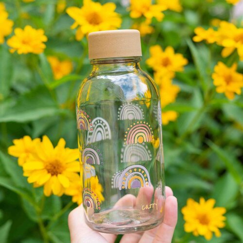 CARRY BOTTLES Glazen fles - Boho Rainbow - 0,4 L