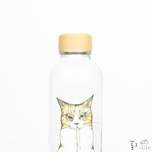 CARRY BOTTLES Glazen fles - Ramen Cat - 0,7L
