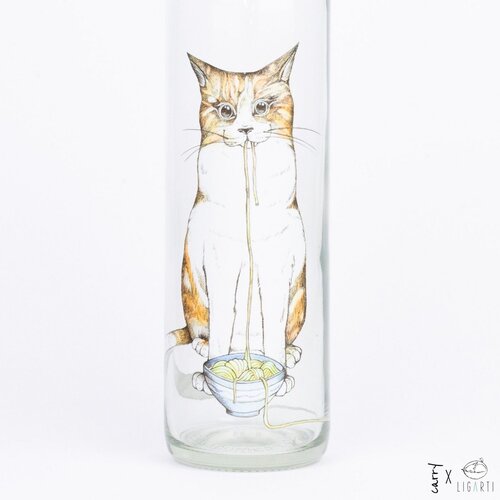 CARRY BOTTLES Glazen fles - Ramen Cat - 0,7L