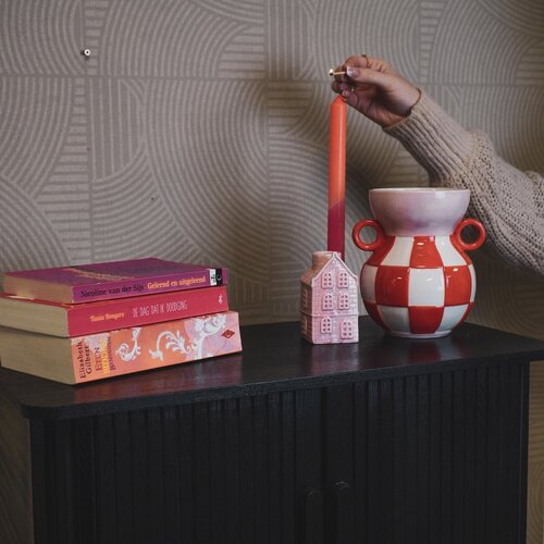 Housevitamin Keramieken Vaas - Oranje/Roze - Klein
