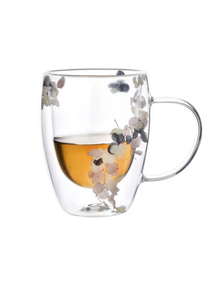 Dubbelwandig glas met bloemen - 320 ML