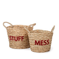 Rieten mand - Stuff/Mess - Rood - set van 2