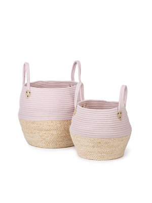 KidsDepot Kori mand - Roze - set van 2