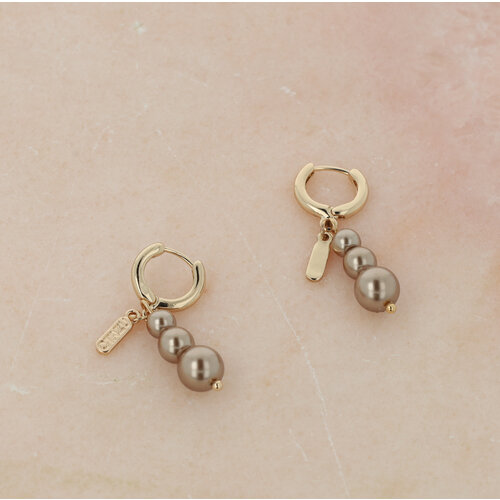 Otazu Golden Pearl Triple Oorbellen by Otazu