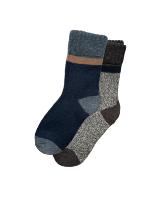 green-goose Green Goose Alpaca Damessokken - 2 Paar - Streep Blauw