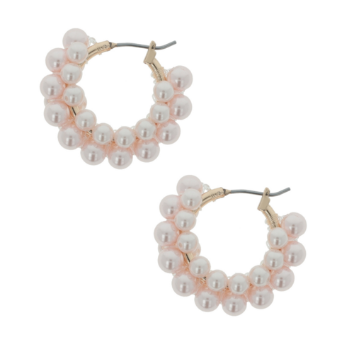 Otazu Estate Mini Pearl Hoops Pink by Otazu