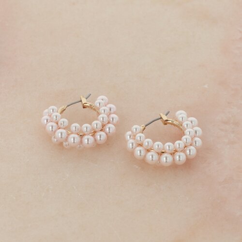 Otazu Estate Mini Pearl Hoops Pink by Otazu