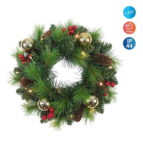 Näve Leuchten LED Kerstkrans “Noel” – Groen & Goud Outdoor Decoratie Näve Leuchten LED Kerstkrans “Noel” – Groen & Goud Outdoor Decoratie