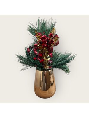 QMF Kerstbloem Set 02 – Zijden Kunstbloemen met Potten