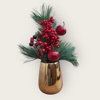 Kerstbloem Set 01 – Zijden Kunstbloemen met Potten