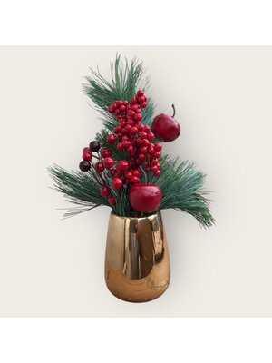 QMF Kerstbloem Set 01 – Zijden Kunstbloemen met Potten