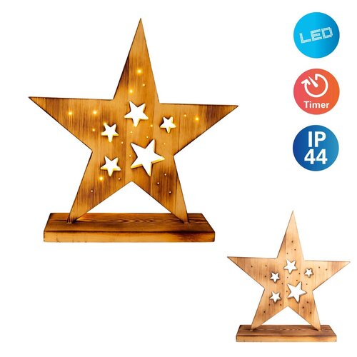 Näve Leuchten LED Wood Star 49cm – Houten Kerstdecoratie met Licht