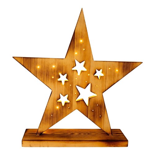 Näve Leuchten LED Wood Star 49cm – Houten Kerstdecoratie met Licht
