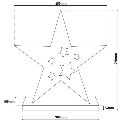Näve Leuchten LED Wood Star 49cm – Houten Kerstdecoratie met Licht