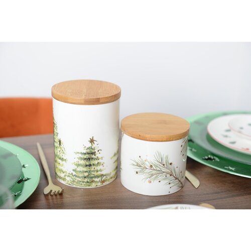 Aulica Pot met houten deksel - Boom Motief Aulica Pot met houten deksel - Boom Motief