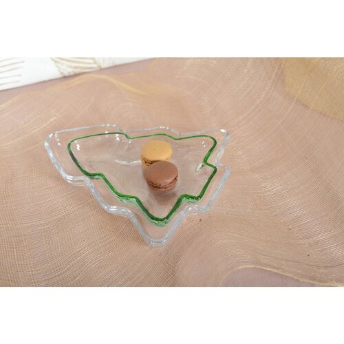 Aulica Glazen Kerstboom Schaal – Met Groene Rand