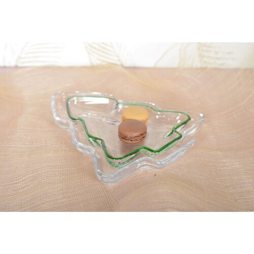 Aulica Glazen Kerstboom Schaal – Met Groene Rand