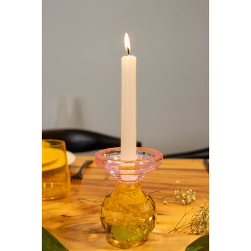 Aulica Kandelaar – Amber met Roze Knop
