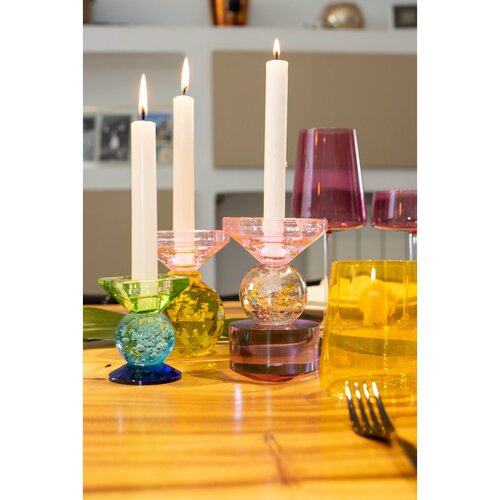 Aulica Kandelaar – Amber met Roze Knop