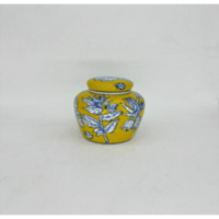 Handbeschilderde Porseleinen Pot – Blauw & Geel