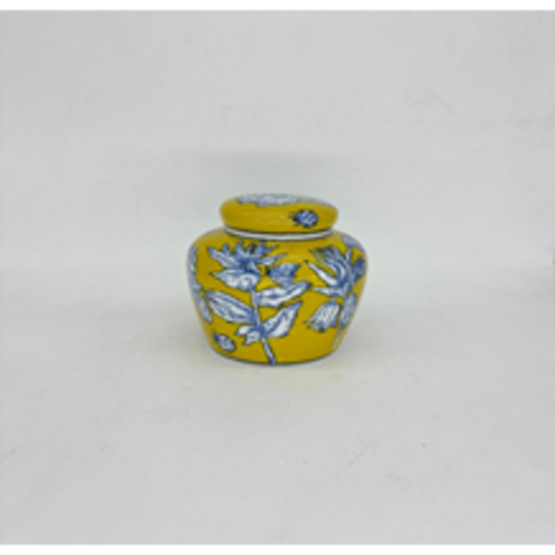 QMF Handbeschilderde Porseleinen Pot – Blauw & Geel QMF Handbeschilderde Porseleinen Pot – Blauw & Geel