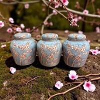 Handbeschilderde Porseleinen Pot – Blauw & Roze