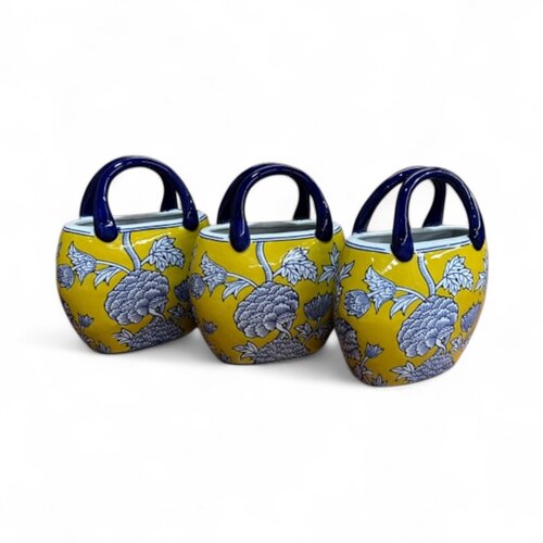 QMF Gele Porseleinen Tas Vaas – Uniek Design