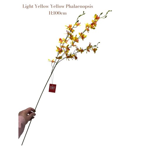 QMF Phalaenopsis Zijden Kunstbloem – Lichtgeel 100 cm