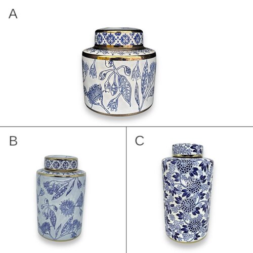 QMF Blauw-Witte Porseleinen Bloemenvaas