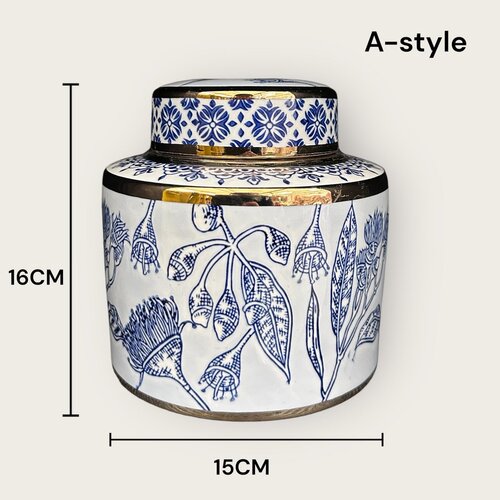 QMF Blauw-Witte Porseleinen Bloemenvaas