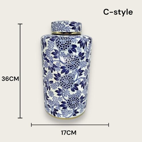 QMF Blauw-Witte Porseleinen Bloemenvaas