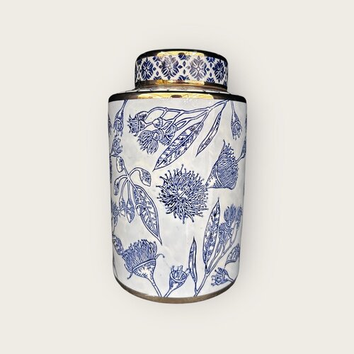 QMF Blauw-Witte Porseleinen Bloemenvaas