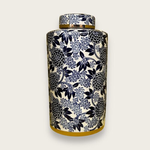 QMF Blauw-Witte Porseleinen Bloemenvaas