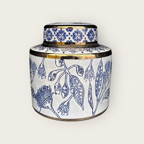 QMF Blauw-Witte Porseleinen Bloemenvaas