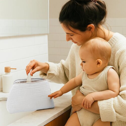 Papate Witte toilettas van biologisch katoen