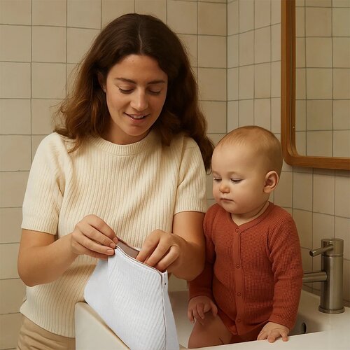 Papate Witte toilettas van biologisch katoen